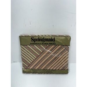 Springmaid Wondercale Percale Twin Flat Sheet Half & Half Striped Vintage NOS